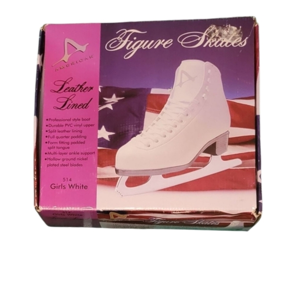 Kids/Girls AMERICAN ATHLETIC SHOE Leather Lined Figure Skates White Size 2 - Picture 11 of 12